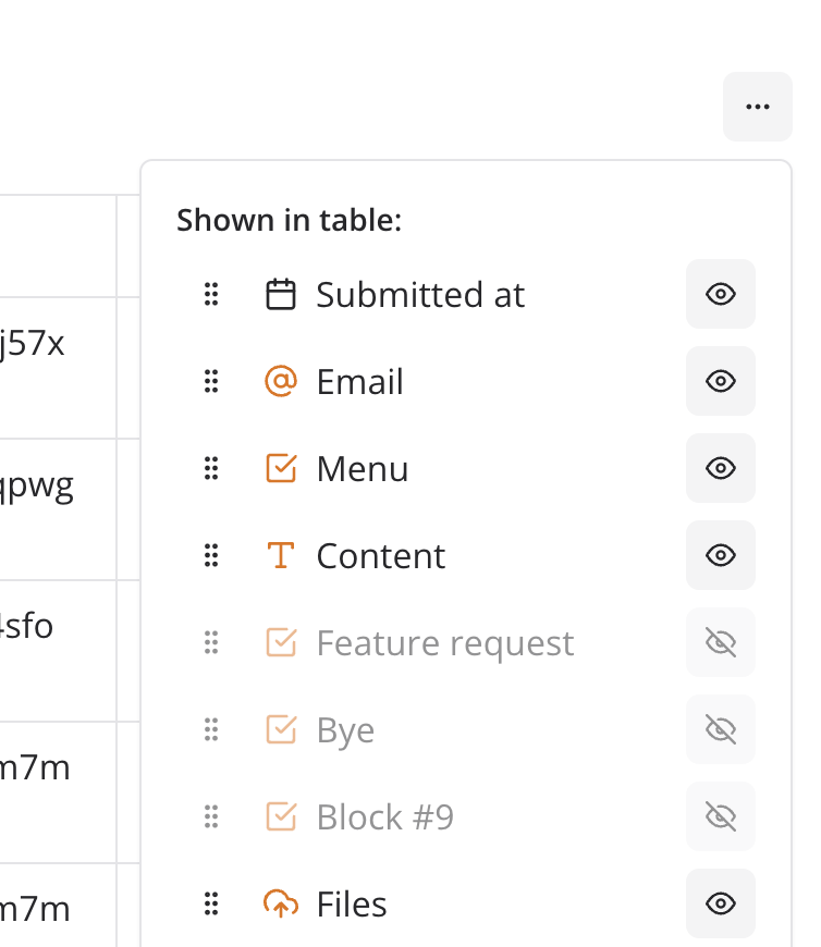 Column settings